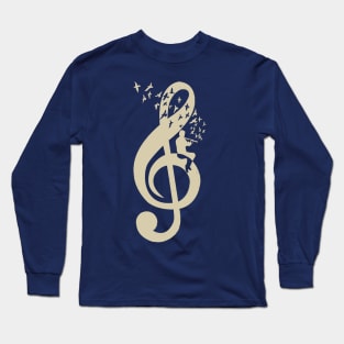 Treble Clef -  Music Flute - Vintage Long Sleeve T-Shirt